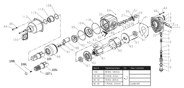 Fig-0 Diagram and Parts List for CP6135-D80L  Chicago Pneumatic Wrench